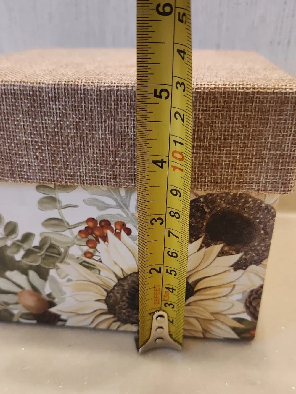 2 Floral Decorative Storage/Gift Boxes with Burlap Lids